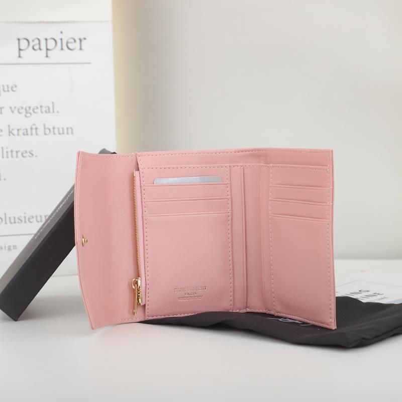 Saint Laurent Small Gaby Trifold Wallet In Quilted Lambskin Pink Gold