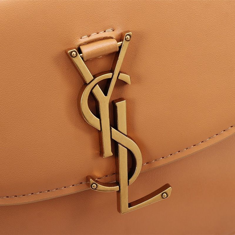 Saint Laurent Small Kaia Satchel In Smooth Vintage Leather Brown Gold