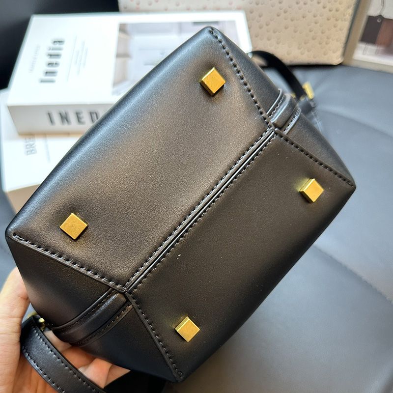 Saint Laurent Small Le 37 Bucket Bag In Shiny Leather Black Gold