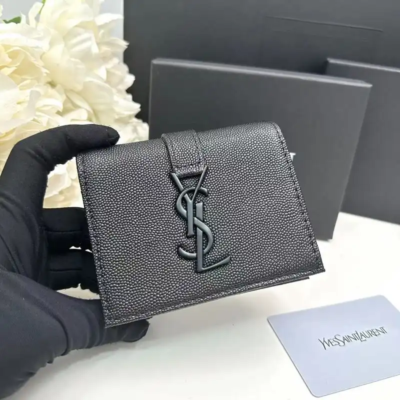 Saint Laurent Small Line Bifold Wallet In Grained Leather Black