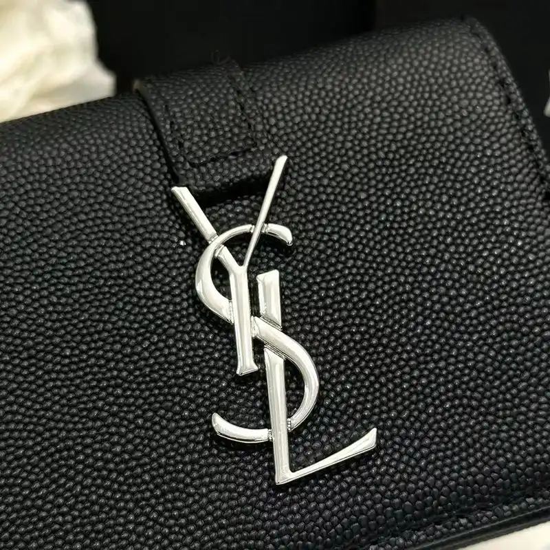 Cheap Saint Laurent Small Line Bifold Wallet In Grained Leather Black Silver