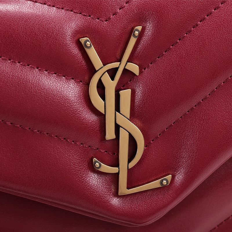 Saint Laurent Small Loulou Chain Bag In Y Matelasse Leather Red Gold