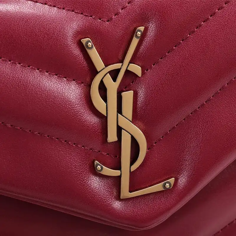 CHEAP Saint Laurent Small Loulou Chain Bag In Y Matelasse Leather Red Gold