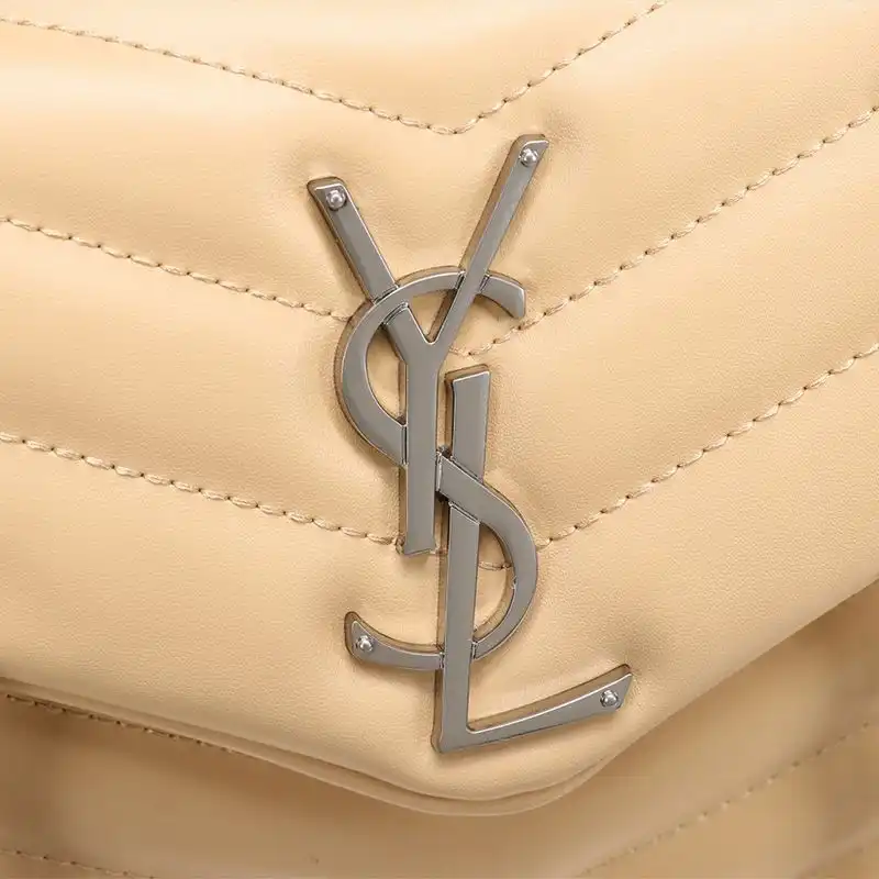 CHEAP Saint Laurent Small Loulou Chain Bag In Y Matelasse Leather Apricot Silver