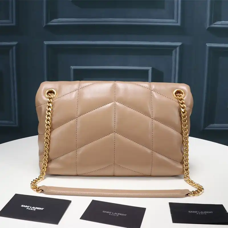 CHEAP Saint Laurent Small Loulou Puffer Bag In Quilted Lambskin Apricot Gold