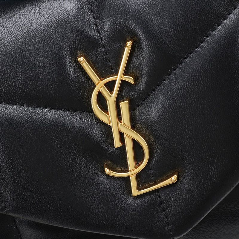 Saint Laurent Small Loulou Puffer Bag In Quilted Lambskin Black Gold