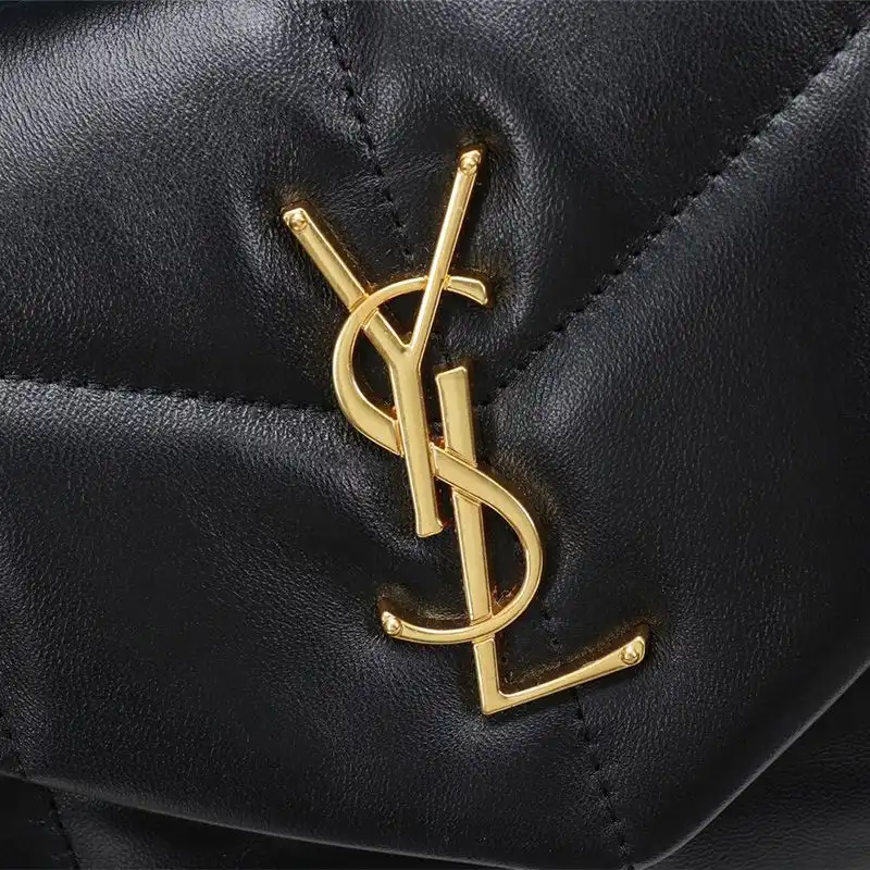 CHEAP Saint Laurent Small Loulou Puffer Bag In Quilted Lambskin Black Gold