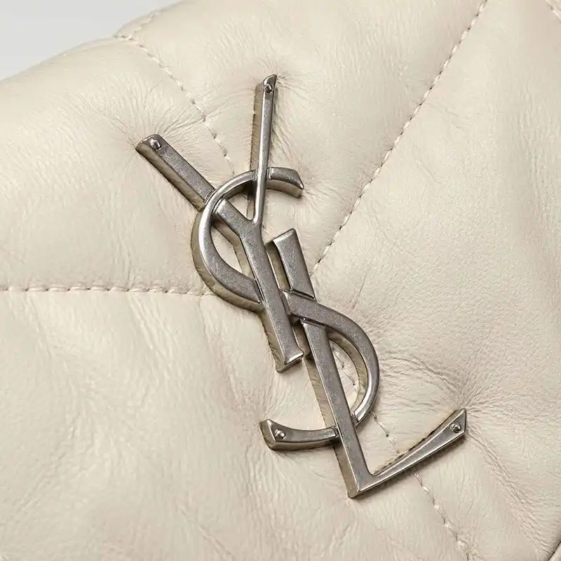 CHEAP Saint Laurent Small Loulou Puffer Bag In Quilted Lambskin White Silver