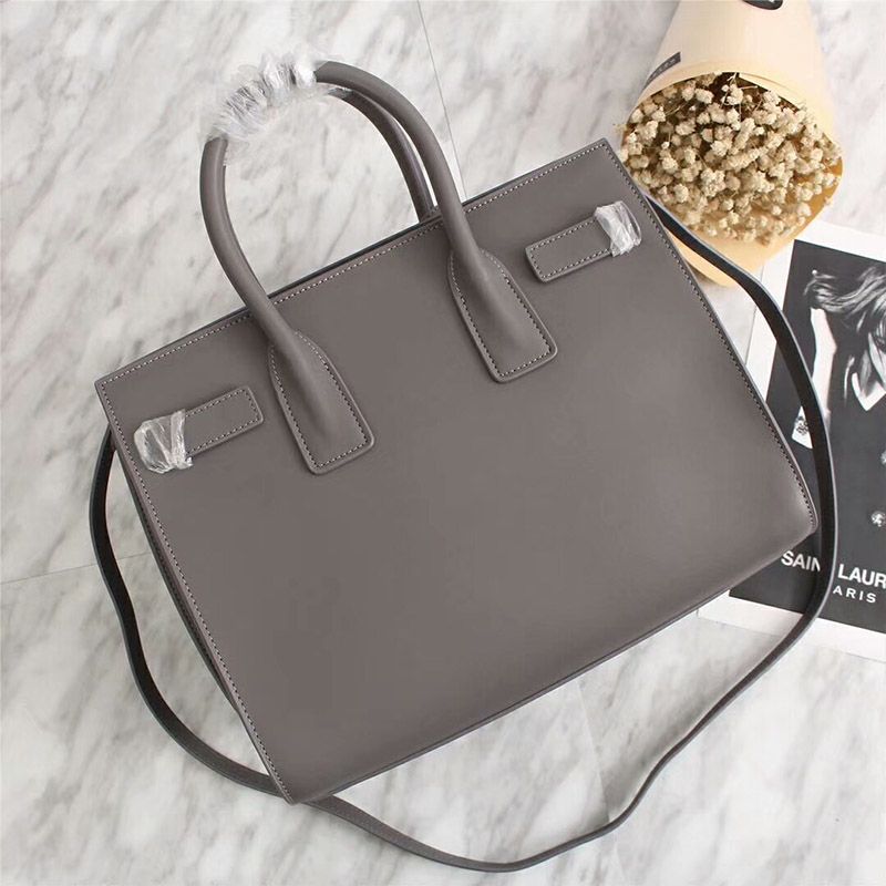 Saint Laurent Small Sac De Jour Bag In Leather Grey