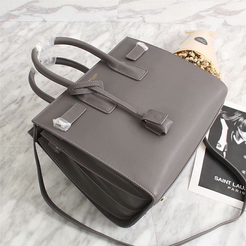 Saint Laurent Small Sac De Jour Bag In Leather Grey