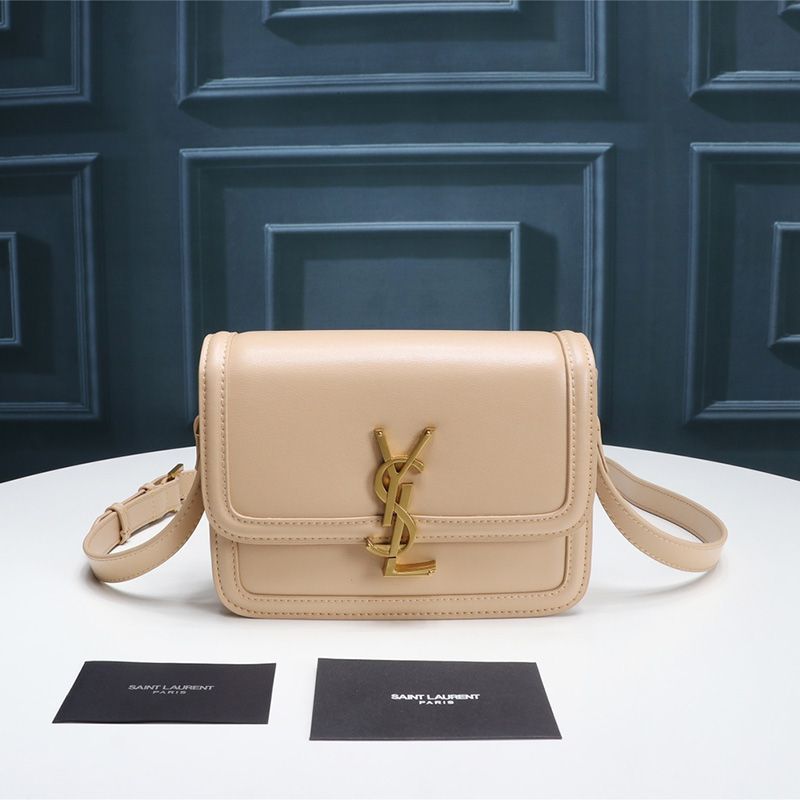 Saint Laurent Small Solferino Satchel In Box Leather Apricot Gold