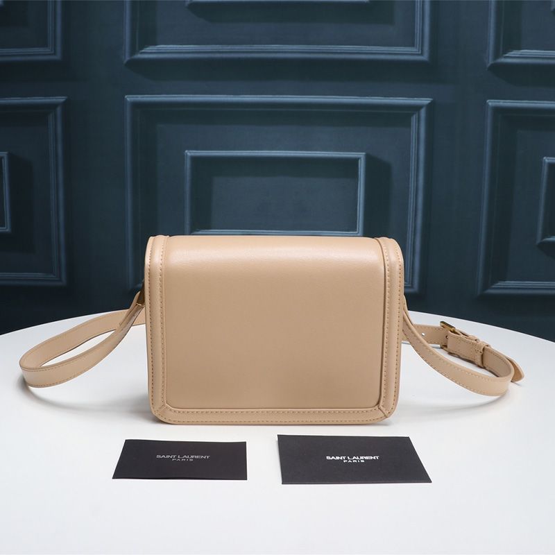 Saint Laurent Small Solferino Satchel In Box Leather Apricot Gold