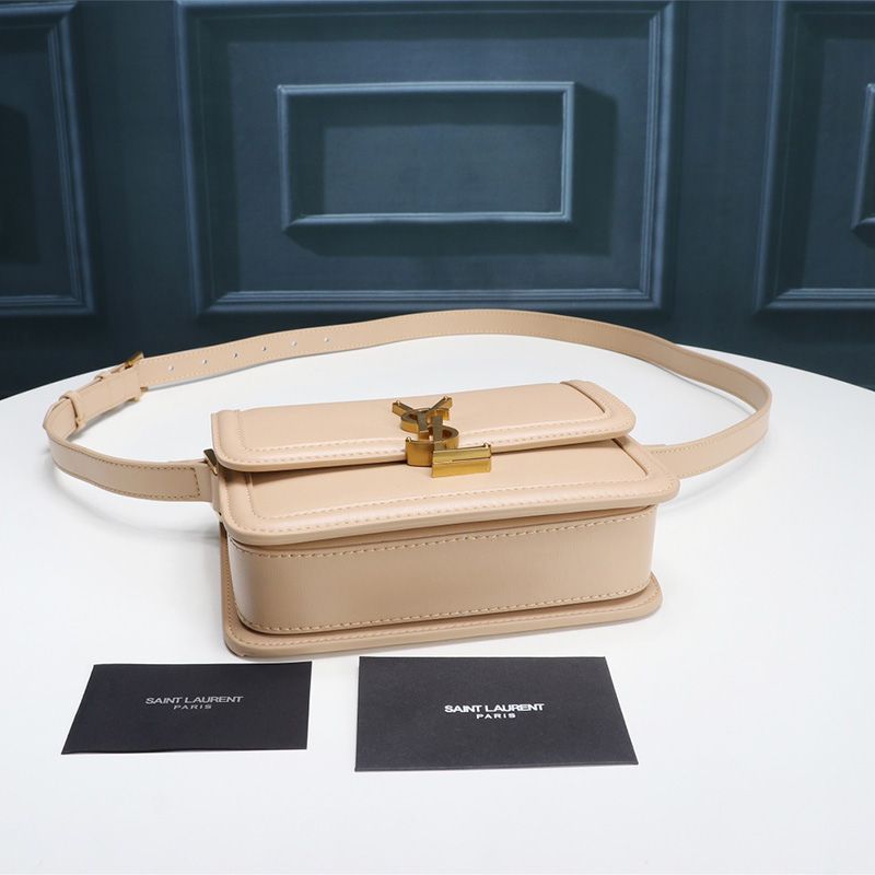 Saint Laurent Small Solferino Satchel In Box Leather Apricot Gold