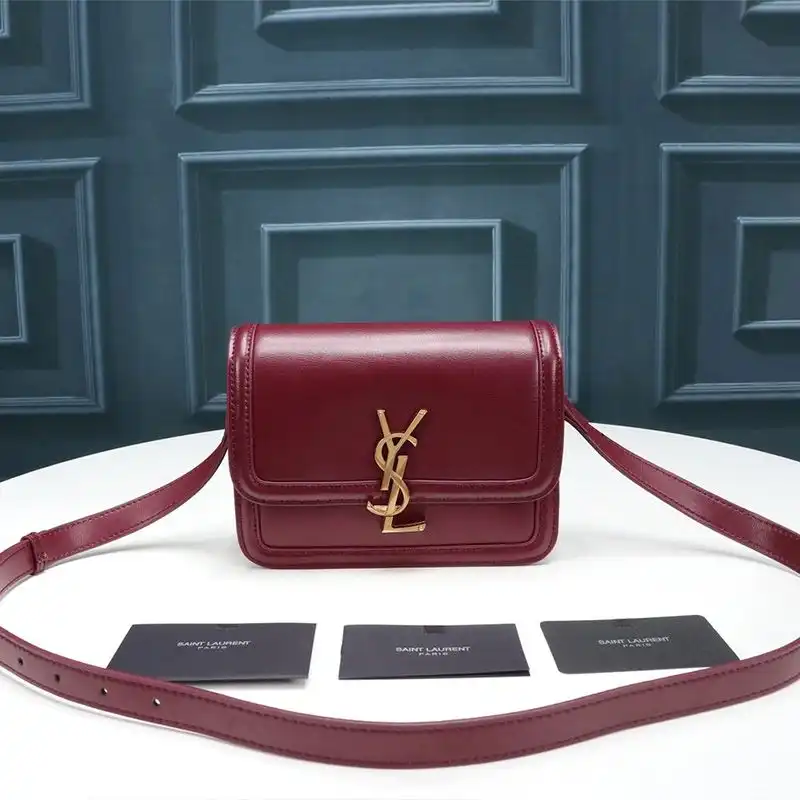 Saint Laurent Small Solferino Satchel In Box Leather Burgundy Gold