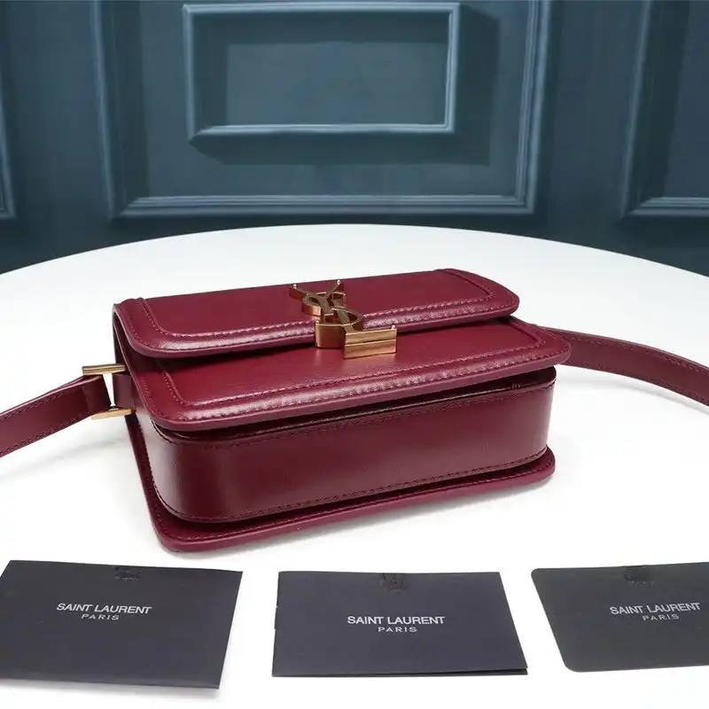 Cheap Saint Laurent Small Solferino Satchel In Box Leather Burgundy Gold