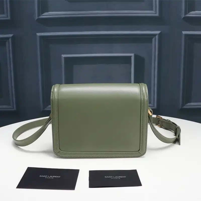 Cheap Saint Laurent Small Solferino Satchel In Box Leather Green Gold