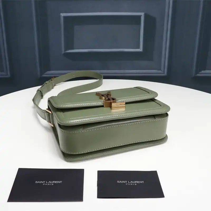 Cheap Saint Laurent Small Solferino Satchel In Box Leather Green Gold