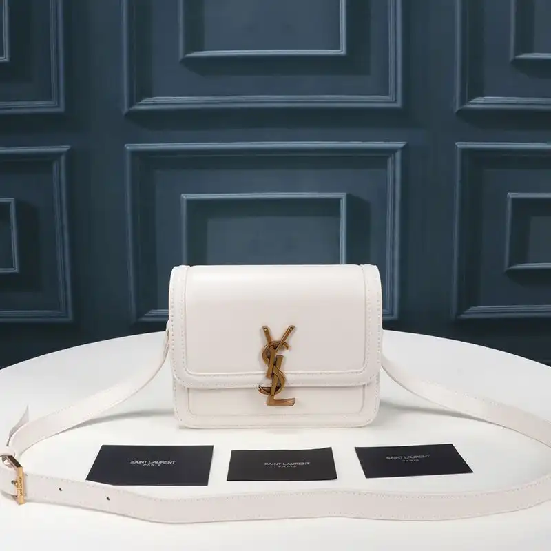 Saint Laurent Small Solferino Satchel In Box Leather White Gold