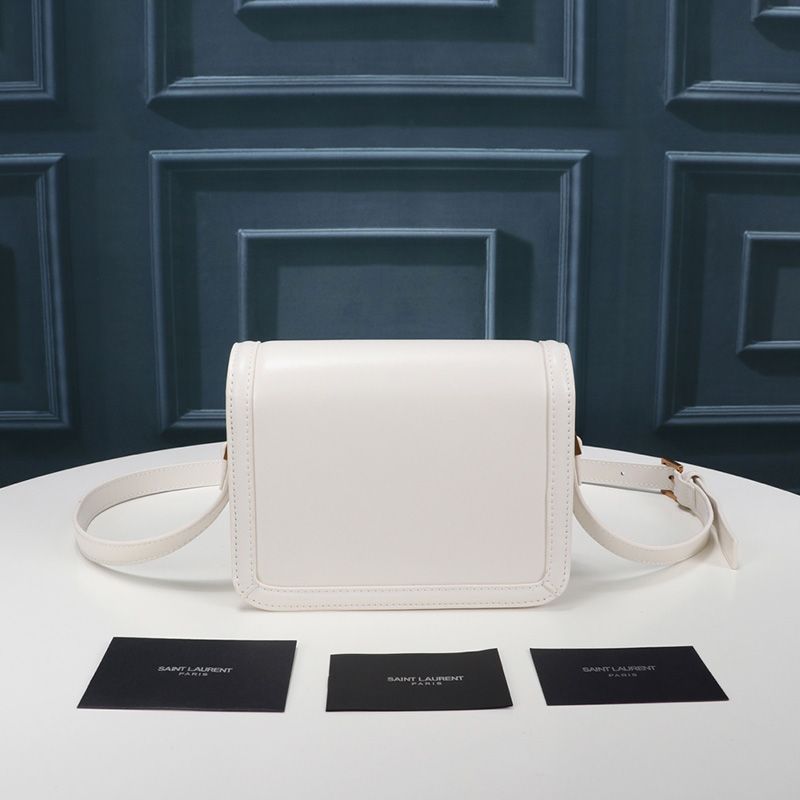 Saint Laurent Small Solferino Satchel In Box Leather White Gold