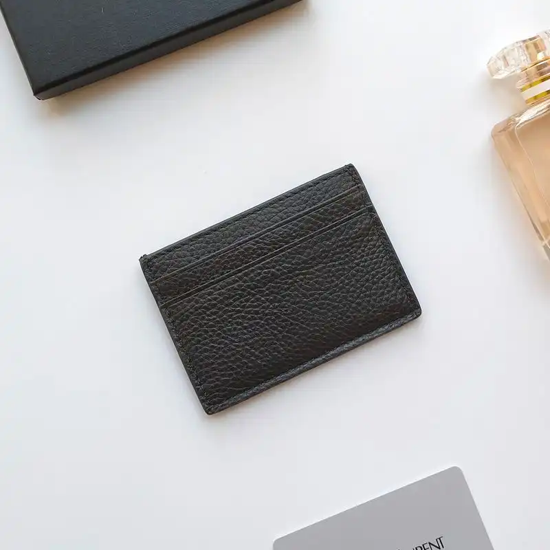 Cheap Saint Laurent Tiny Monogram Card Case In Grained Leather Black