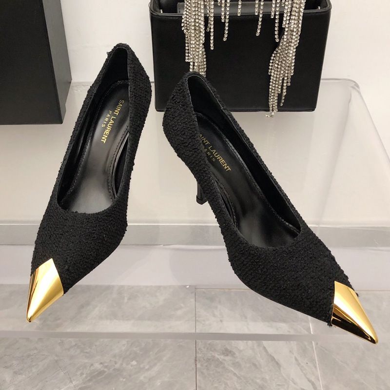 Saint Laurent Vesper Pumps Women Tweed and Leather Black