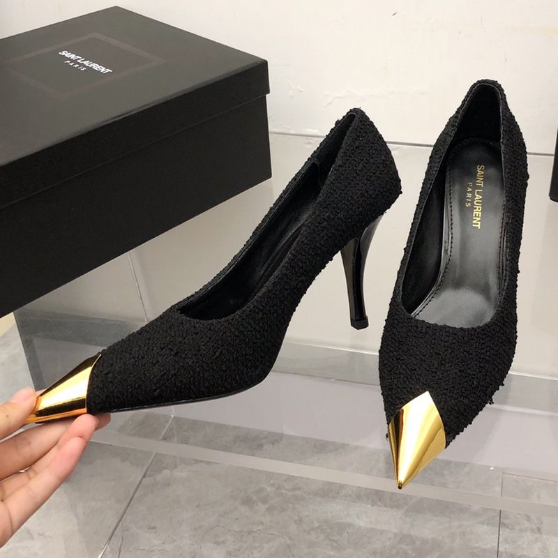 Saint Laurent Vesper Pumps Women Tweed and Leather Black