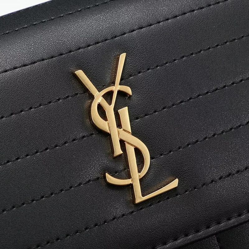 Saint Laurent Victoire Chain Bag In Crinkled Leather Black Gold