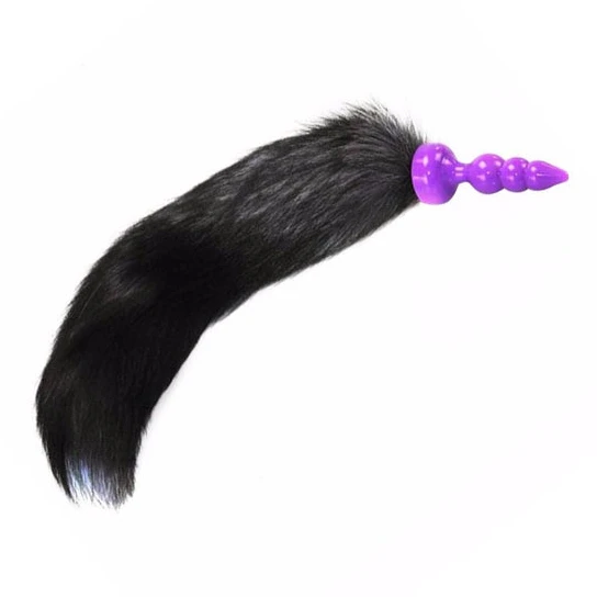 16" Black Cat Tail Silicone Plug Premium 570