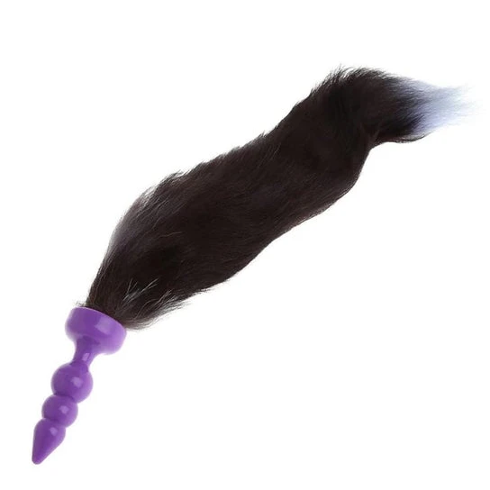 16" Black Fox Tail Silicone Plug Accessible 165