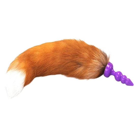 16" Orange Brown Fox Tail Silicone Plug EverydayUse 9827