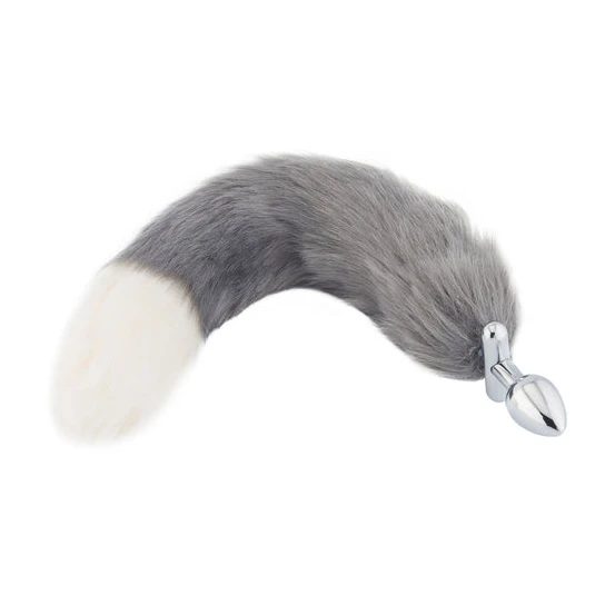 Accessible 2493 Grey with White Fox Shapeable Metal Tail, 18