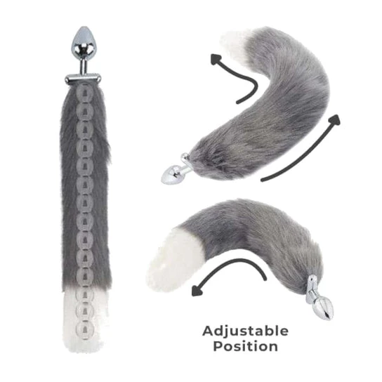 Accessible 2493 Grey with White Fox Shapeable Metal Tail, 18