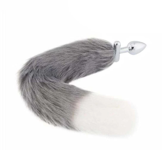 Accessible 2493 Grey with White Fox Shapeable Metal Tail, 18