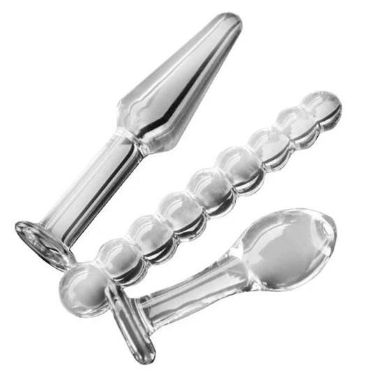 Accessible 4380 Transparent Anal Glass Bead Dildos (3 Piece)
