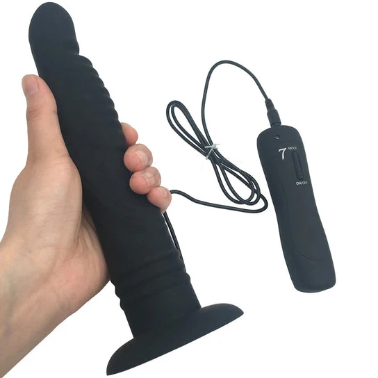 Accessible 7823 Long Suction Cup Anal Vibrating Dildo