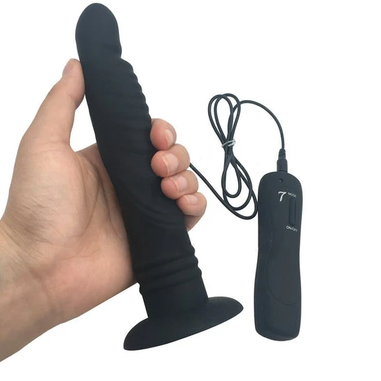 Accessible 7823 Long Suction Cup Anal Vibrating Dildo