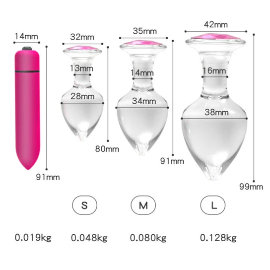 Accessible 9865 Sparkly Crystal Rose Plug Set (4 Piece)