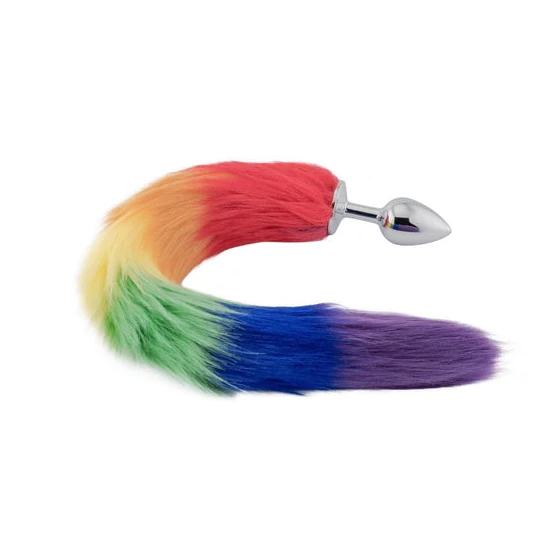 AllNight 3830 Rainbow Fox Tail Metal Plug 18"