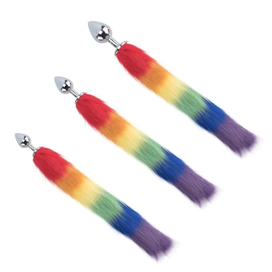 AllNight 3830 Rainbow Fox Tail Metal Plug 18