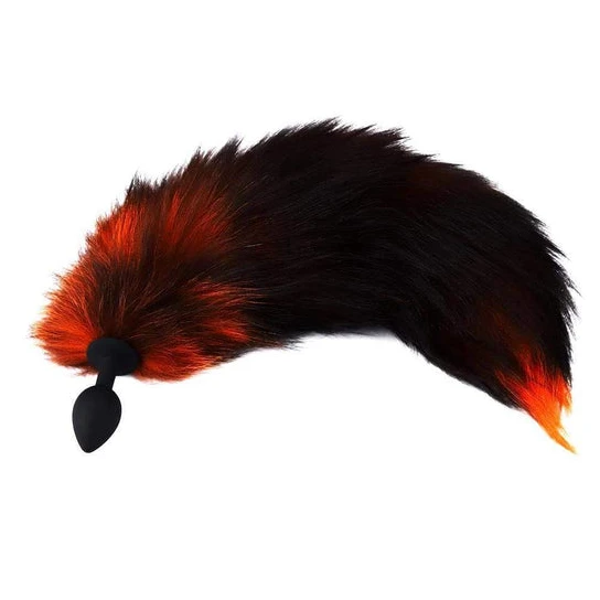 AllNight 4198 Black & Orange Wolf Tail Plug 16"