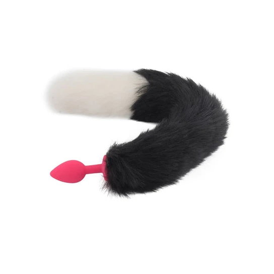 Black & White Silicone Wolf Tail 16" ReadyForPlay 9123