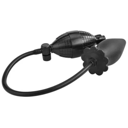 Black Expanding Silicone Inflatable Butt Plug Accessible 9454
