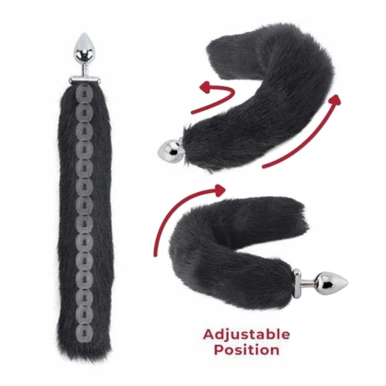Black Wolf Shapeable Metal Tail, 18