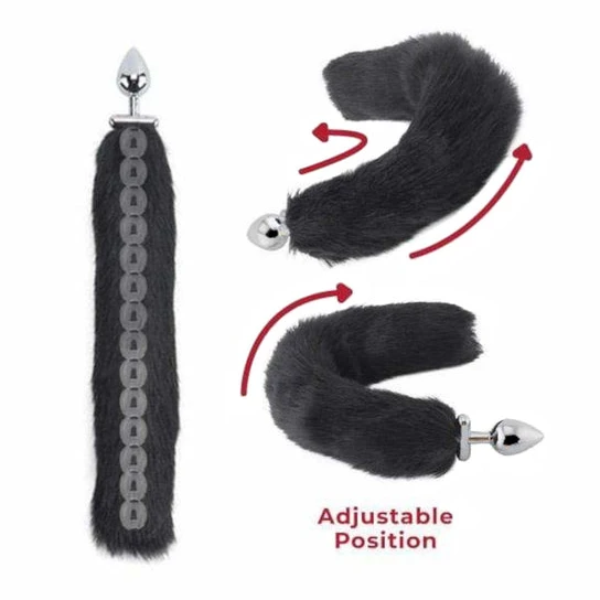 Black Wolf Shapeable Metal Tail, 18