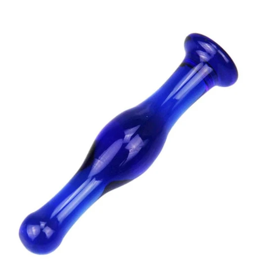 Blue Large Anal Glass Plug Dildo Elegant 4581