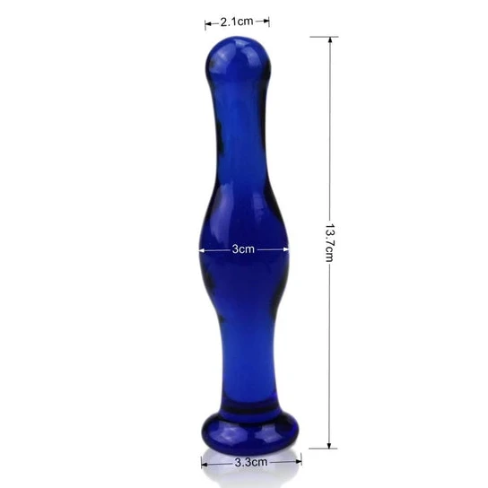 Blue Large Anal Glass Plug Dildo Elegant 4581