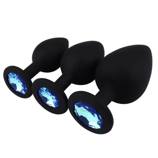 Blue Sapphire Jeweled Plug Toy Set (3 Piece) SleekDesign 6084