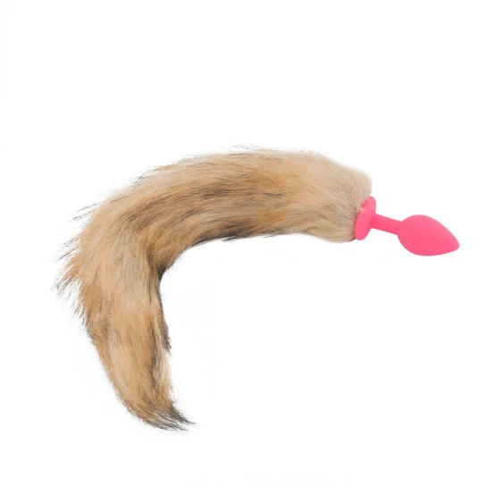 Brown & Pink Fox Silicone Tail, 18