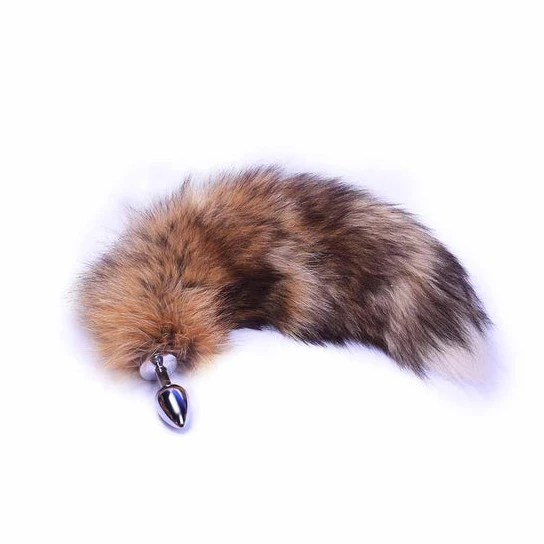 Brown Metal Anal Fox Tail 16" AllNight 3199