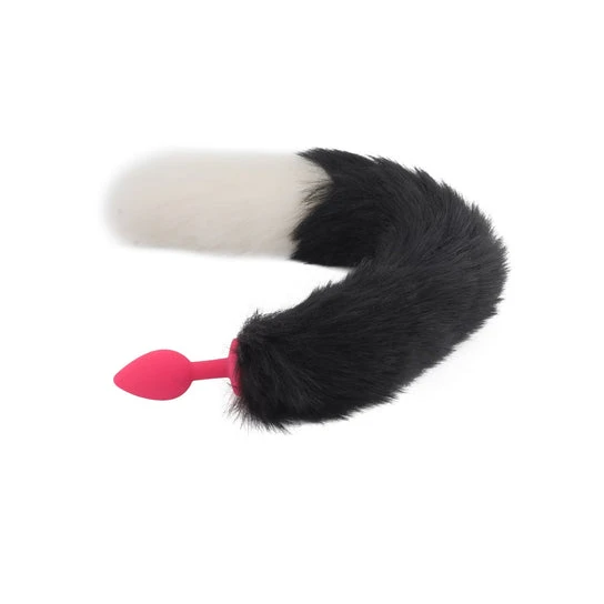 CustomerFavorite 1106 Black & White Silicone Wolf Tail 16"